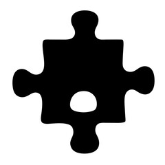 Isolated black jigsaw puzzle piece against a white background for design