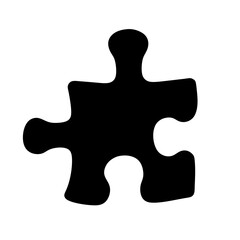 Isolated Black Jigsaw Puzzle Piece on White Background Illustrating Unity Concept