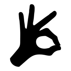 Obraz premium Silhouette of a hand making an okay gesture, sign, or symbol