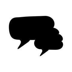 Overlapping Black Speech Bubbles Representing a Dialogue or Conversation, Isolated on White