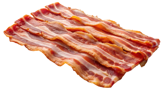 Delicious looking slices of cured bacon with a rich, savory aroma
