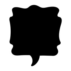 Black speech bubble with irregular edges provides space for creative text