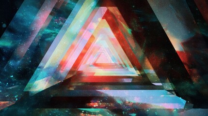 Abstract Cosmic Triangle Tunnel Psychedelic Space Galaxy Art Background
