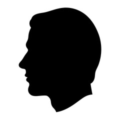 Silhouette of a man's head in profile isolated against a white background