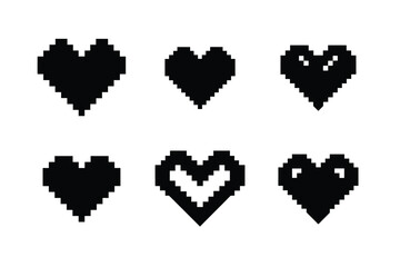 set of pixel hearts