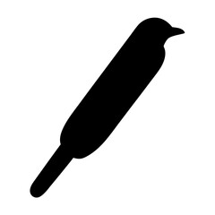 Stylized black silhouette of a bird standing on a narrow perch
