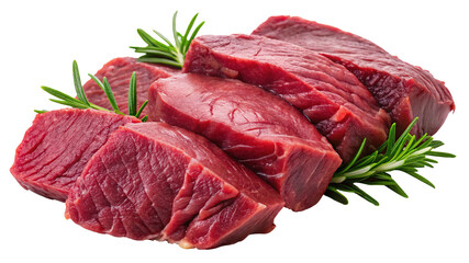 Fresh raw beef steak with rosemary herb on black background, studio shot