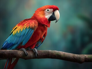 Fototapeta premium Experience Vibrant Parrot Perched On Lush Jungle Branch Amid Tropical Serenity For Inspiring Nature Photography