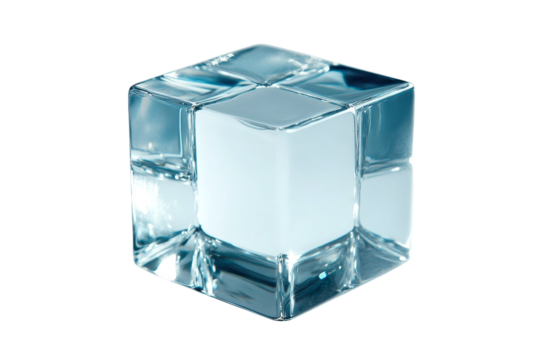 An enchanting crystal cube refracts the light a study in pure form representing clarity and on transparent background