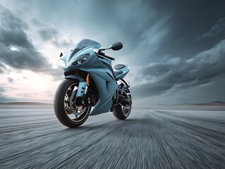 Obraz premium Capture Octane Adventure On Streamlined Motorcycle Racing Along Pristine Asphalt Road For Ultimate Riding Freedom