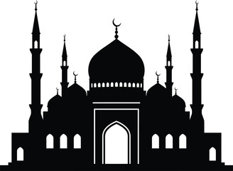 Ornate Islamic Mosque Silhouette Dramatic Architectural Details

