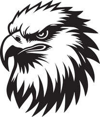 Eagle head silhouette black and white vector 