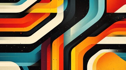 Abstract geometric shapes, vibrant colors, retro style