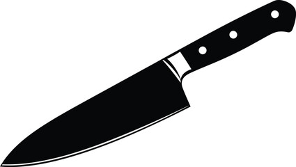 Minimalist Black White Chef’s Kitchen Knife Flat Lay

