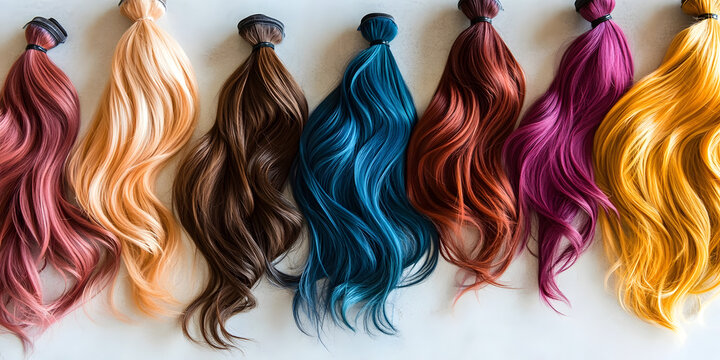 Hair Extension Image, Colorful Strands, Hair Wefts, Different Hair Tones, Fashionable Hair Image, Beauty Shop Image, Image Download