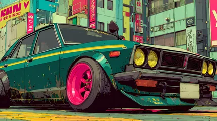 Classic jdm japanese car, poster art © Album Art Vibes