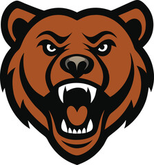 mascot logo of powerful bear head vector art illustration.