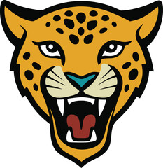 jaguar head mascot snarling with logo vector art illustration