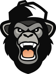 gorilla head logo in urban graffiti style wearing vector art.