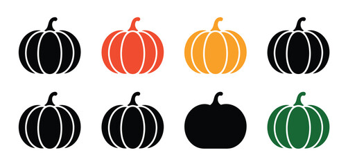 Six Colorful Pumpkins Autumn Harvest Icons Set