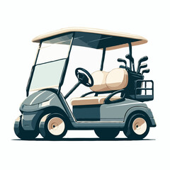 Golf cart with bag of clubs