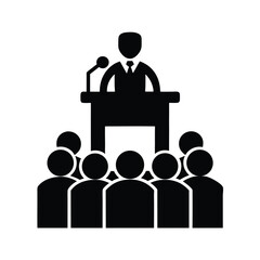 Podium Screen Microphone Silhouette
