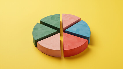Obraz premium Colorful Pie Chart Graphic Design with Crumpled Paper Texture