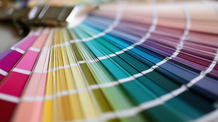 Color swatches arranged in a fan-like pattern, showcasing a wide spectrum of hues