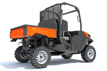UTV Utility Vehicle 3D rendering on white background	