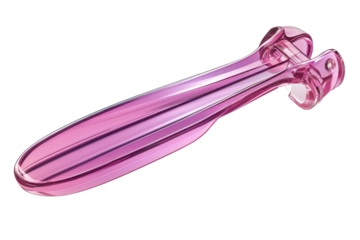 The gleam of a translucent pink gua sha tool a symbol of self care and rejuvenation lying on transparent background