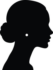 Woman's Profile Silhouette with Hair Bun and Earring

