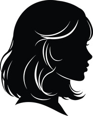 Woman Side Profile Long Flowing Hair Elegant Classy Beautiful High Contrast Black and White Silhouette Minimalist

