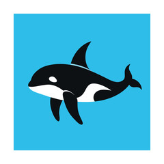 Vector illustration of a friendly orca whale swimming gracefully in blue ocean water