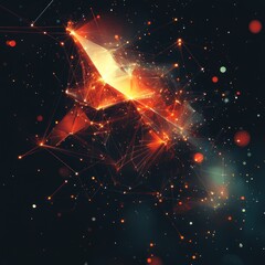 Abstract geometric structure with glowing lines and points