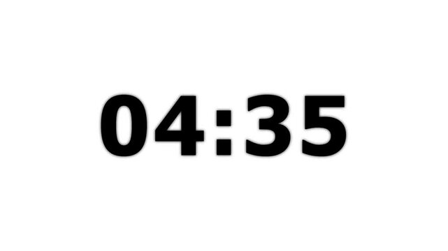 Animation of glowing 5 minute countdown timer .5 minute stopwatch , analog clock icon animation .