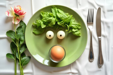 Young man wearing virtual reality headset in colorful neon environment.