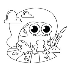 Hand drawn coloring book illustration	
