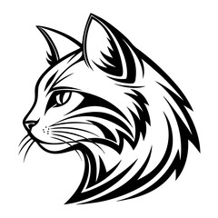 An elegant monochromatic drawing of a cat profile with its intricate line work and expressive features. a minimalist aesthetic.