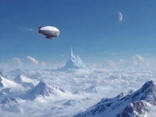 Witness Spectacular Frosty Landscapes With a Helium Filled Airship Drifting Over Glimmering Frozen Horizon Scenes