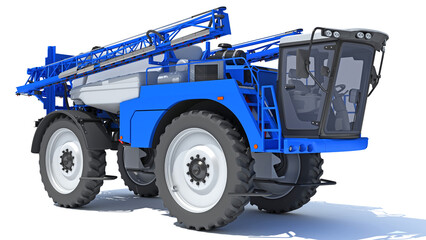 Self Propelled Farm Sprayer 3D rendering on white background