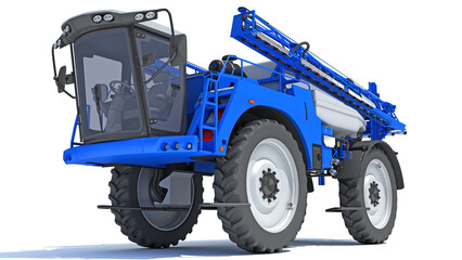 Self Propelled Farm Sprayer 3D rendering on white background