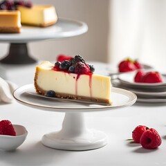 Classic cheesecake with berries served on a plate
