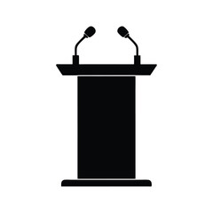 Podium and Debate Stand Silhouette Vectors.
