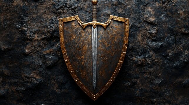 An Indian shield decorated with crossed talwar swords represents heritage, strength, and tradition