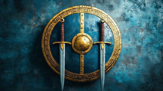 Heritage, strength, and tradition are signified by the Indian shield bearing crossed talwar swords