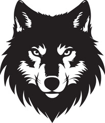Silhouette of a Wolf Head icons black and white 