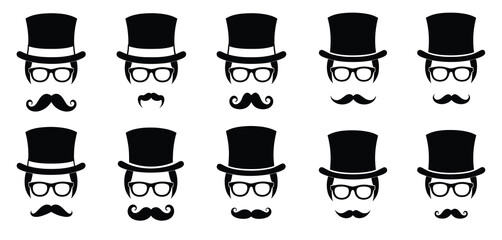 Ten Stylish Gentleman Icons Top Hats Glasses Mustaches
