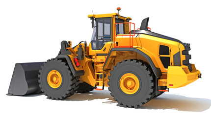 Wheel Dozer heavy construction machinery 3D rendering on white background