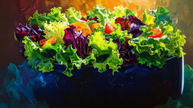 Fresh Green Salad with Tomatoes Artistic Food  Vibrant Colors Healthy Eating
