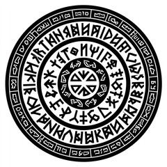 Ancient rune symbols in circle pattern